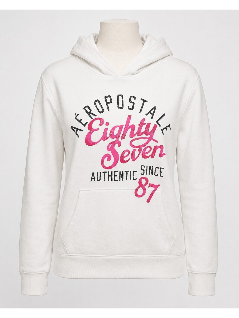 Vintage Y2K Aeropostale White Pullover Graphic Logo Hoodie Classic‎ Preppy 2000s